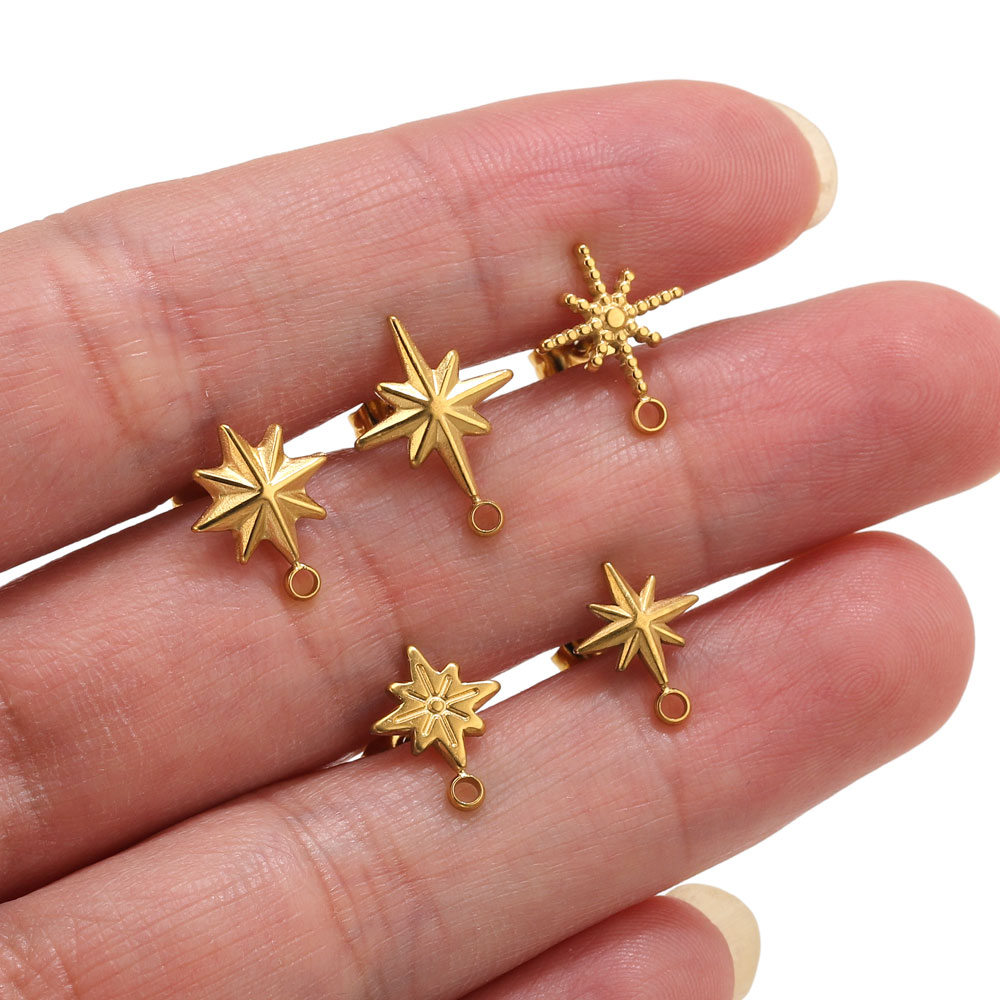Tools Jewelry Making - 6pcs Stainless Steel Star Earrings Studs